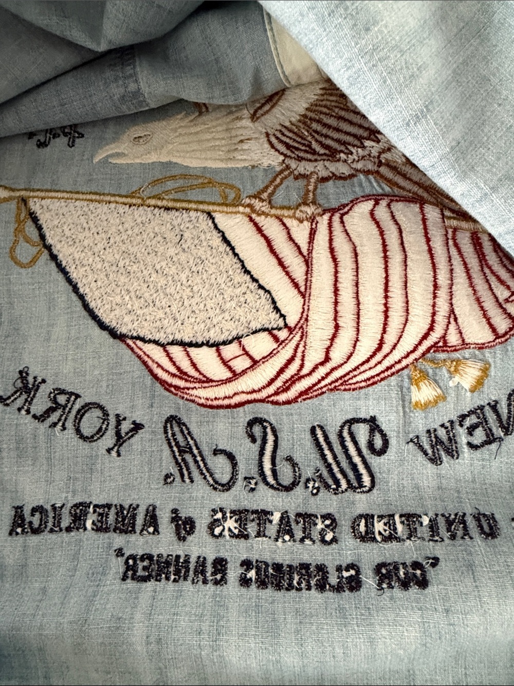 Vintage Polo Ralph Lauren Home Of The Brave Denim Shirt Embroidered Large Unisex - Picture 12 of 16